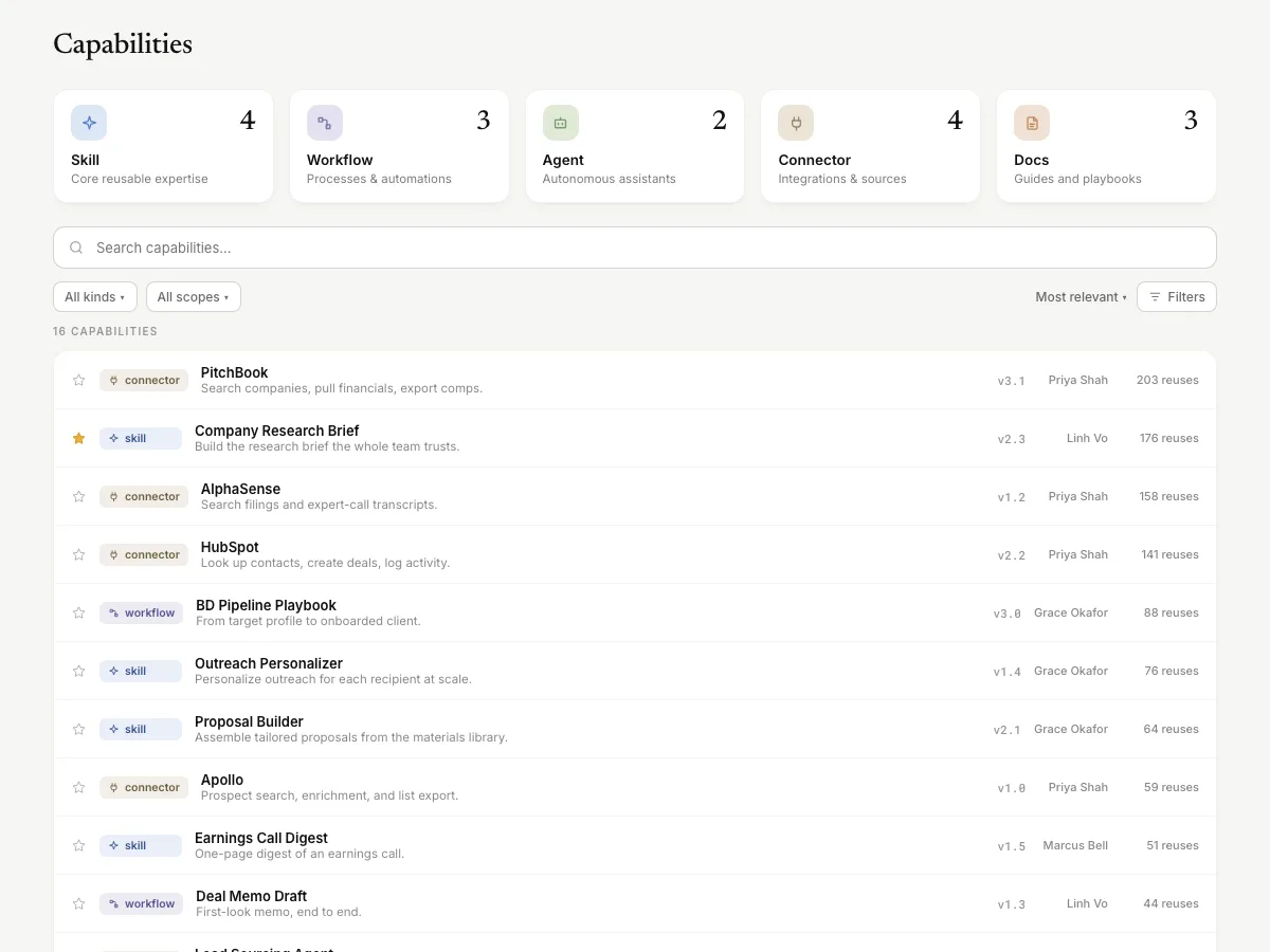 Capability library / search screenshot